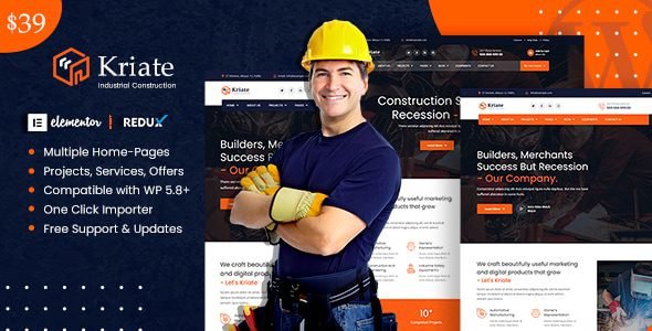 kriate 1 2 8 industrial construction multipurpose wordpress theme
